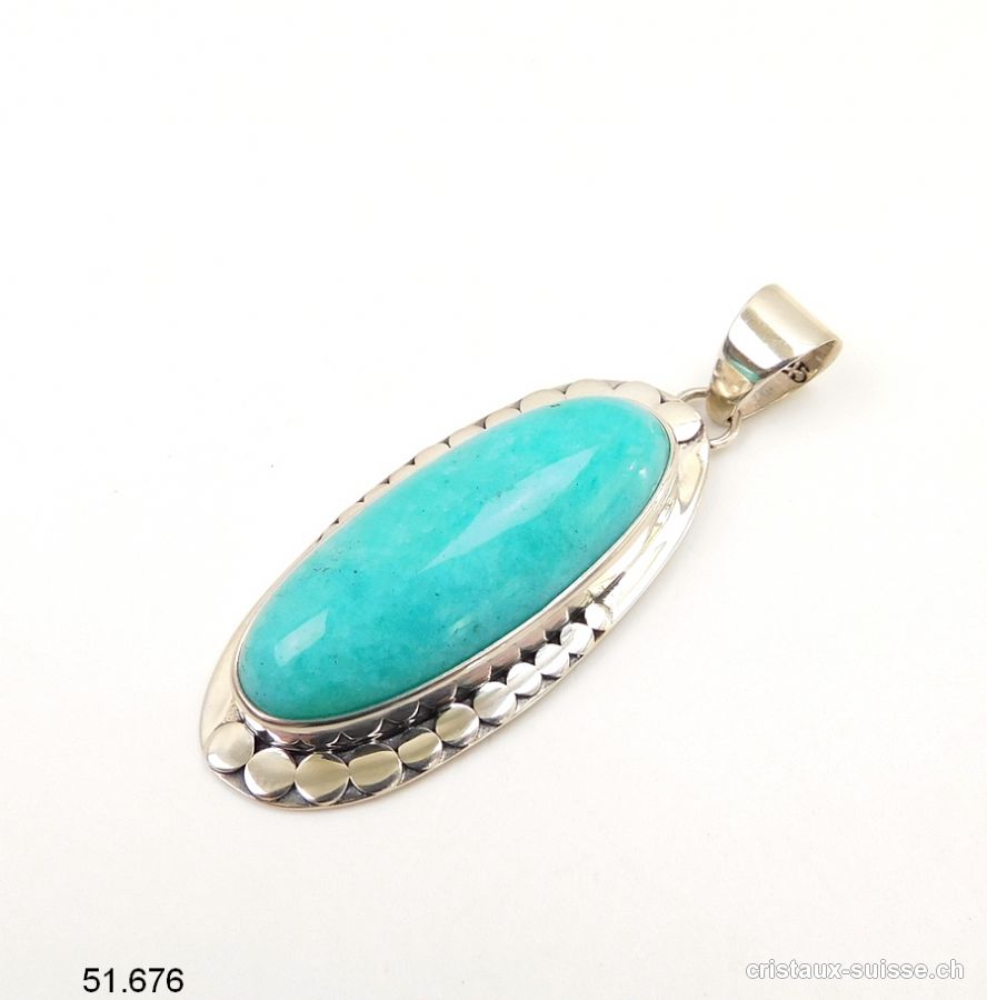 Pendentif Amazonite du Pérou en argent 925. Pièce unique, Qual. A