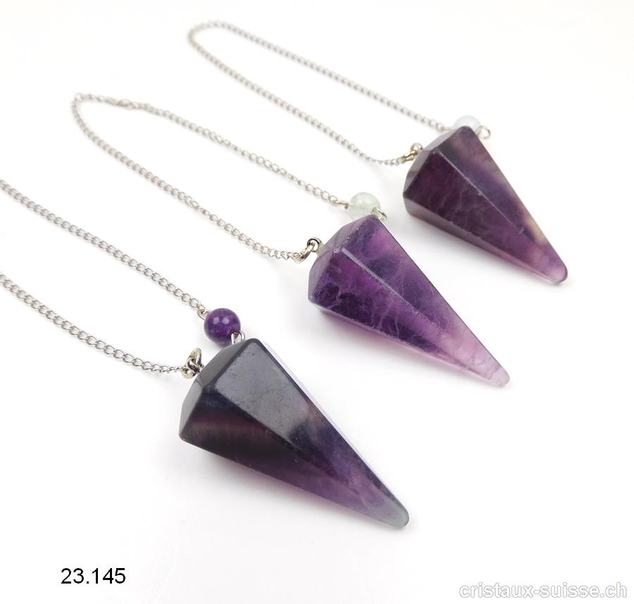 Pendule Fluorite violette facetté 3,5 - 3,8 cm. OFFRE SPECIALE