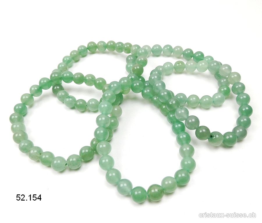 Bracelet Aventurine verte claire 8 - 9 mm / 17,5 - 18 cm