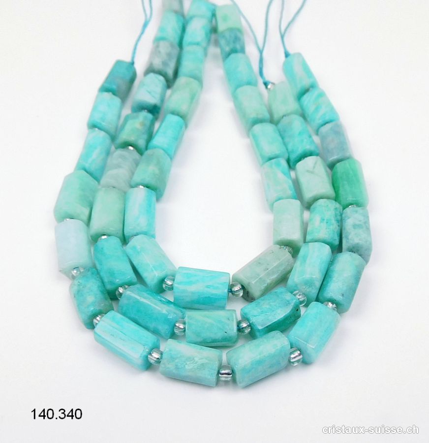 Demi-Rang Amazonite, tubes percés 6 - 11 x 5 - 7 mm / 16 perles