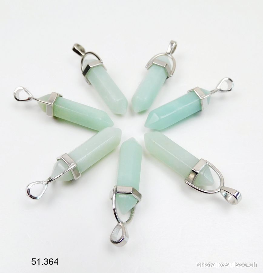 Pendentif Amazonite biterminé avec boucle métal 4 cm