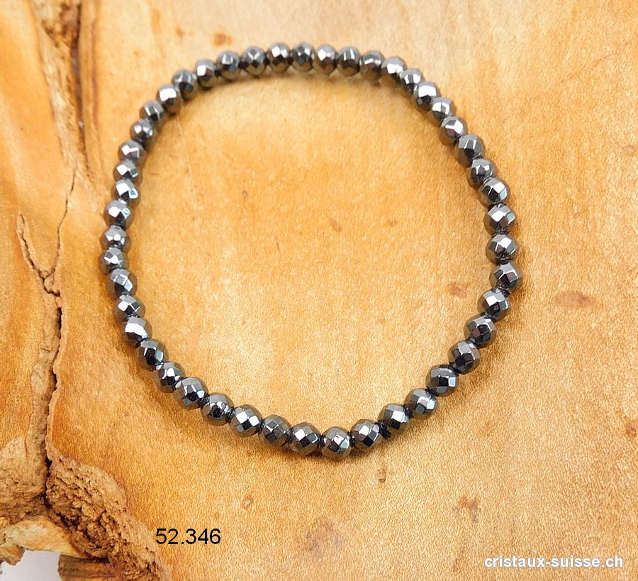 Bracelet Hématite facettée 4 mm / 18,5-19 cm. Taille M-L