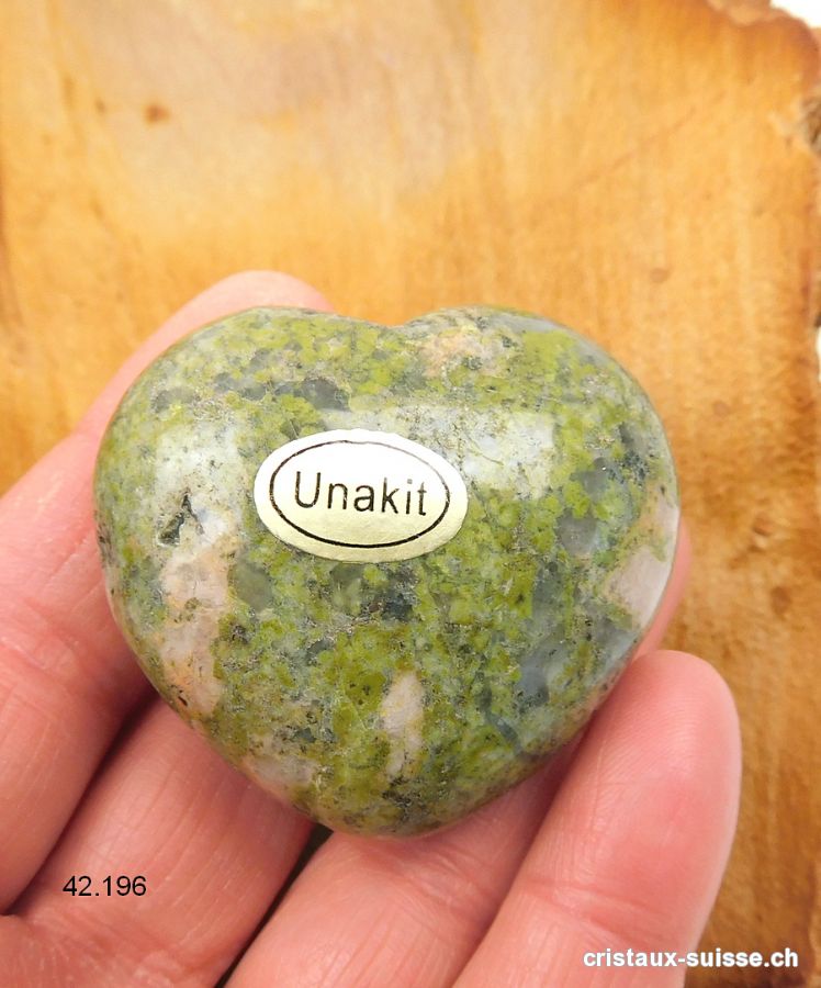 Coeur Unakite - épidote 4,5 x 4 x 2,3 cm, bombé. Pièce unique