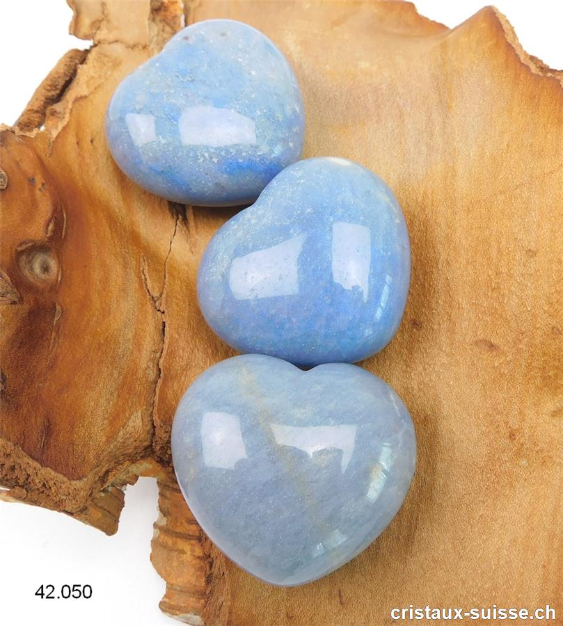 Coeur Quartz bleu 4,5 x 4 x 2,3 cm, bombé