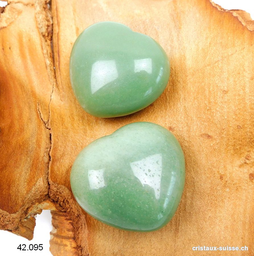 Coeur Aventurine verte 4,5 x 4 x 2,3 cm, bombé