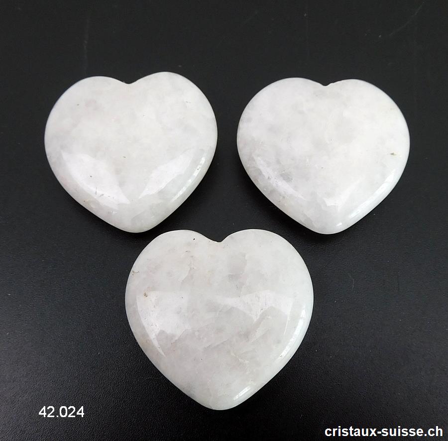 Coeur Quartz blanc 3,5 cm, plat