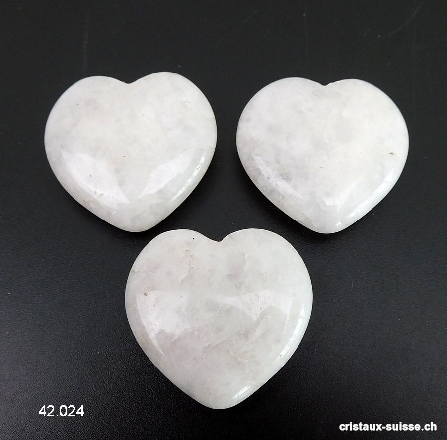 Coeur Quartz blanc 3,5 cm, plat