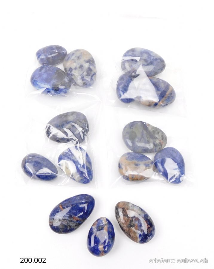 3 x Sodalites 2,5 - 3 cm, Percées 