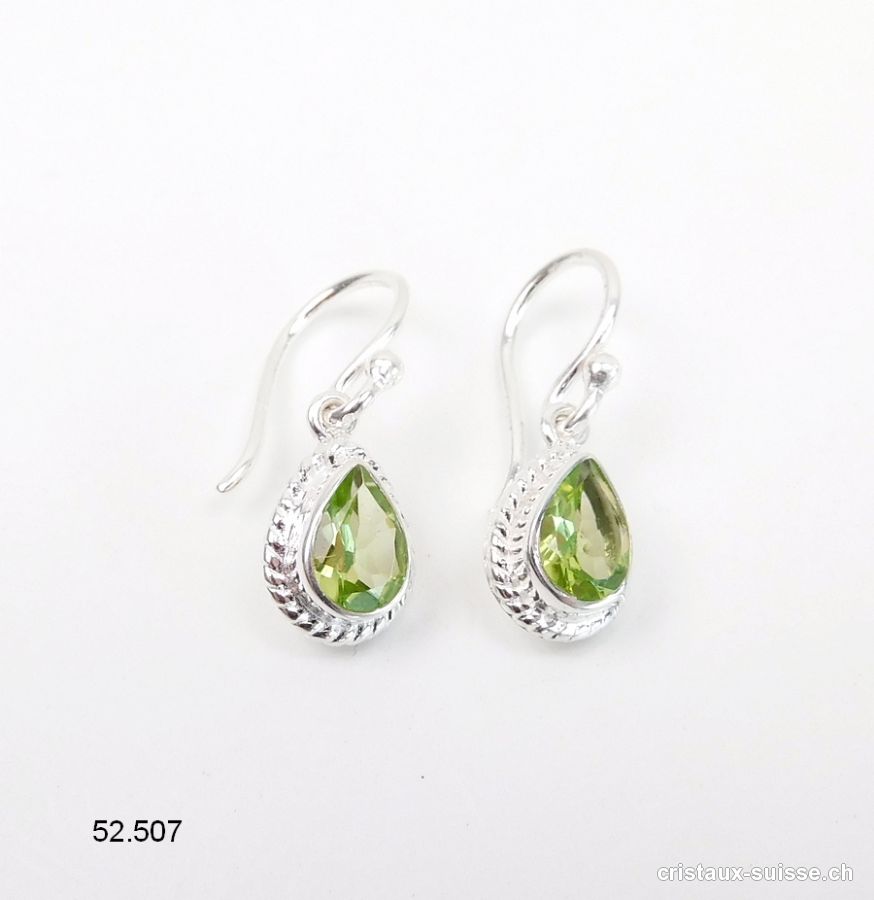 Boucles d'oreilles Péridot facetté en argent 925