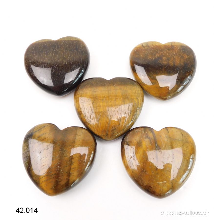 Coeur Oeil de Tigre 4,2 x 4 x 1,5 cm