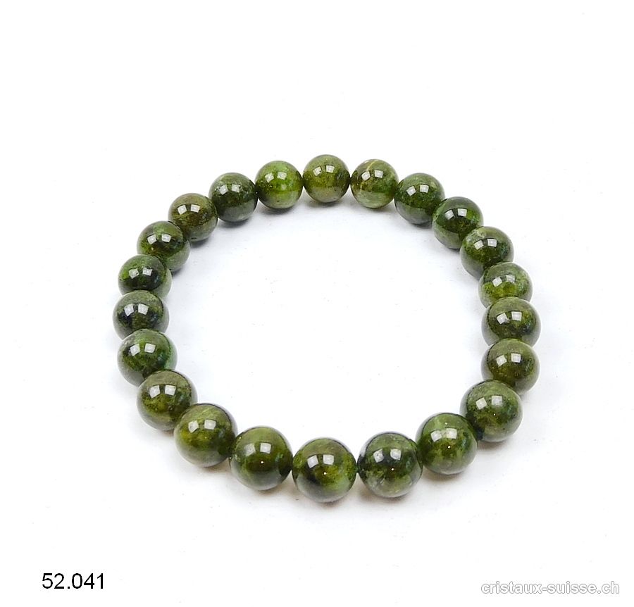 Bracelet Chromdiopside verte 7 mm, élastique 18 cm