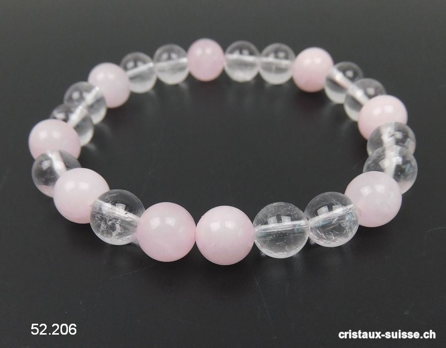 Bracelet Cristal de Roche - Quartz Rose 8 mm / 19 cm