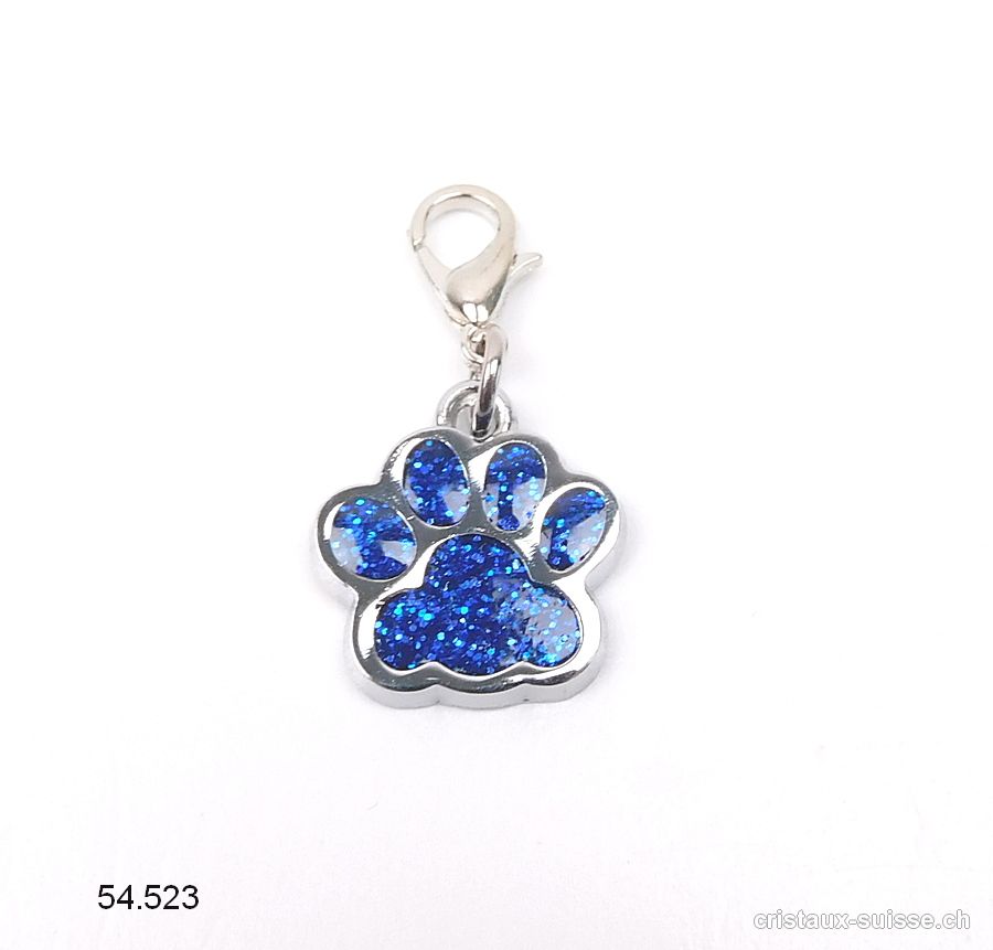 Charm Patte d'animal BLEU 1,6 cm, en métal avec fermoir