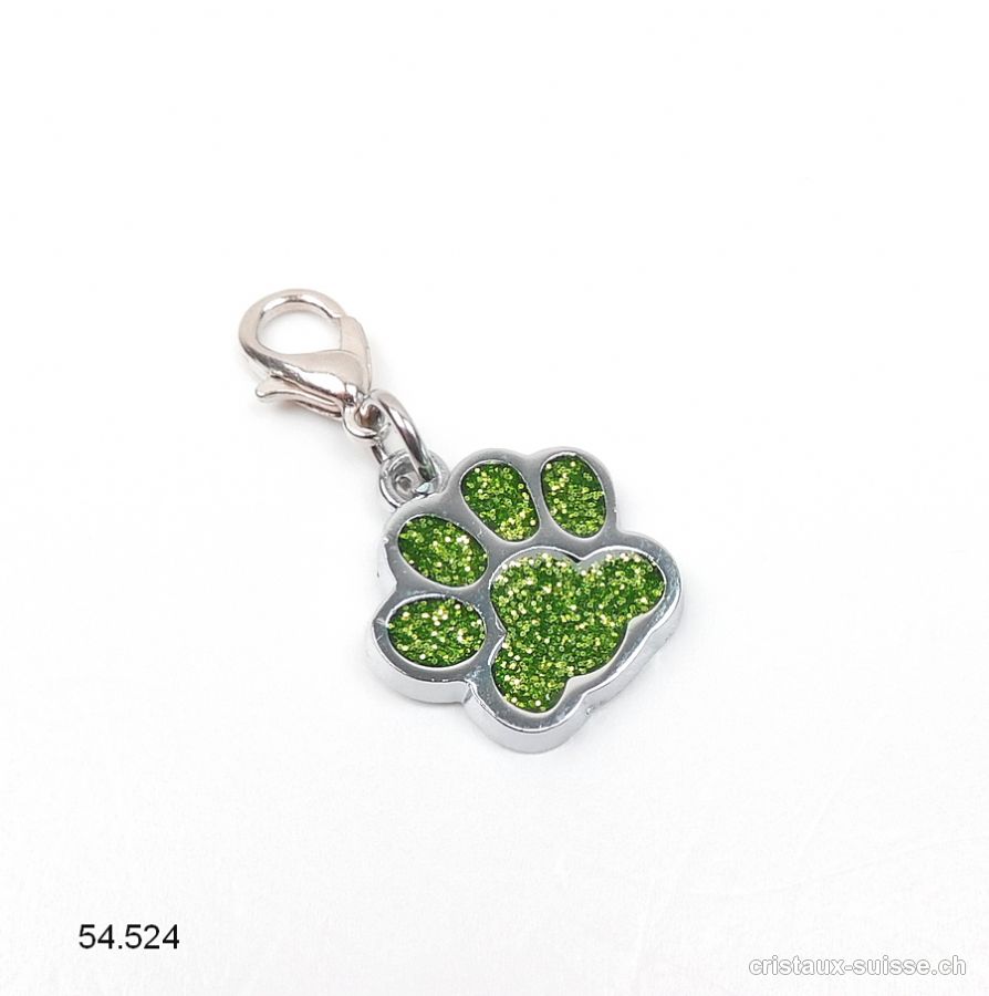 Charm Patte d'animal VERT 1,6 cm, en métal avec fermoir