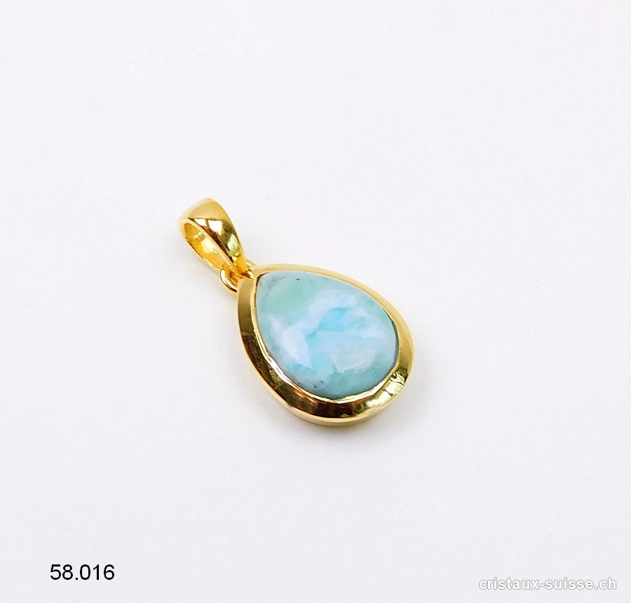 Pendentif Larimar en argent 925 doré