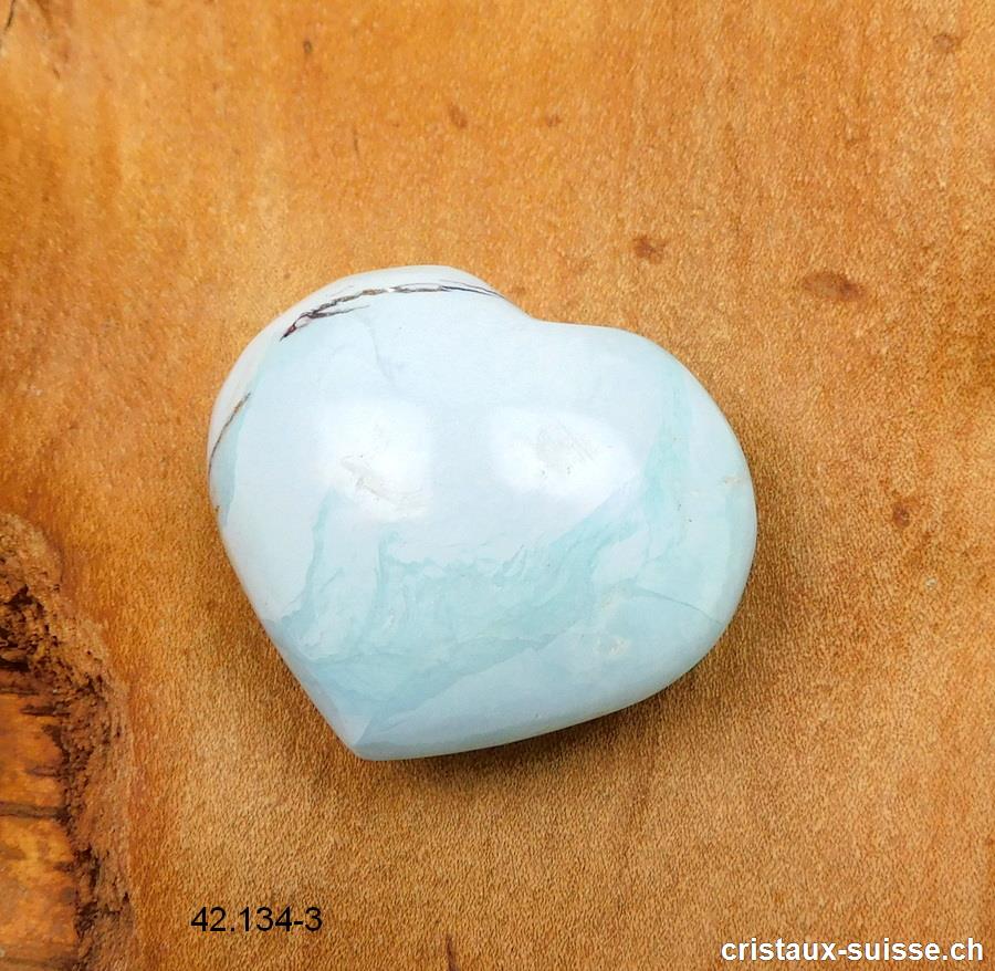 Coeur Turquoise - Dickite de Madagascar 3,8 x 3,4 cm, bombé. Pièce unique