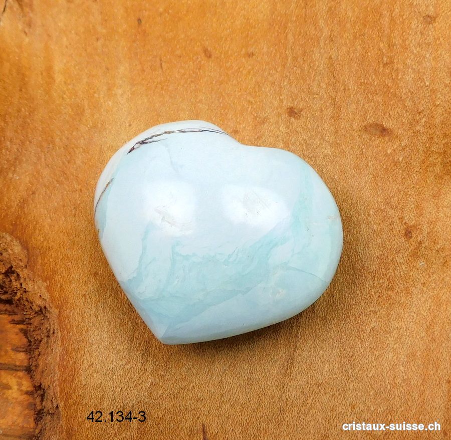 Coeur Turquoise - Dickite de Madagascar 3,8 x 3,4 cm, bombé. Pièce unique