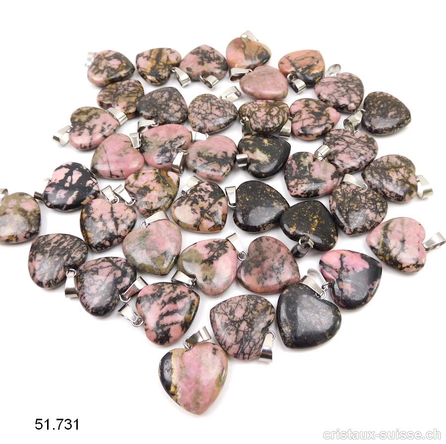 Pendentif Rhodonite Coeur 2 cm avec boucle métal