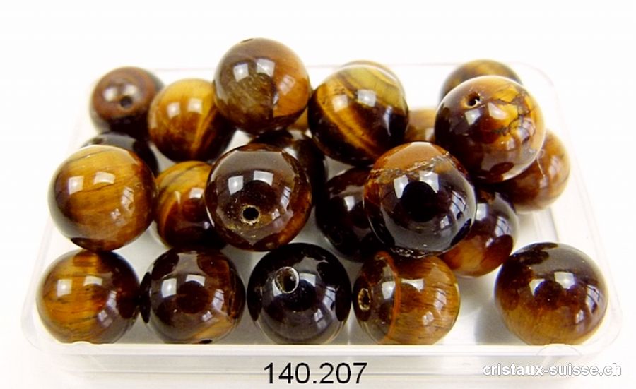 Oeil de Tigre, boule percée 10 - 10,5 mm. OFFRE SPECIALE