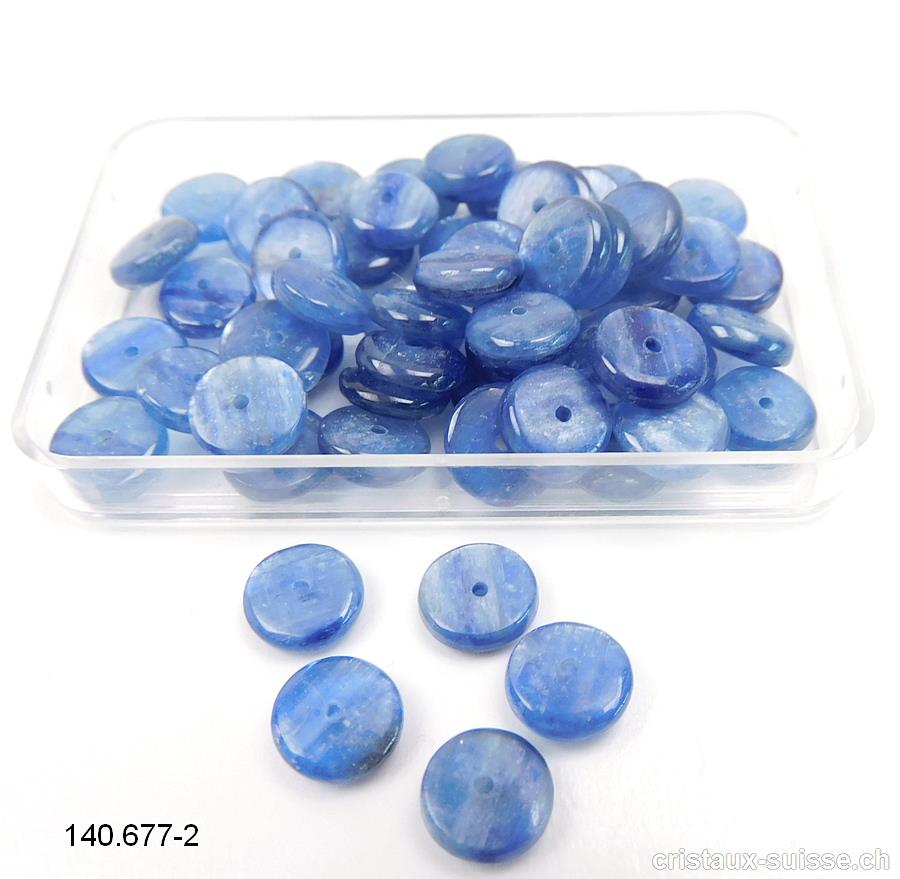Cyanite - Disthène bleu, lentille percée 8 x épais 2 - 3 mm