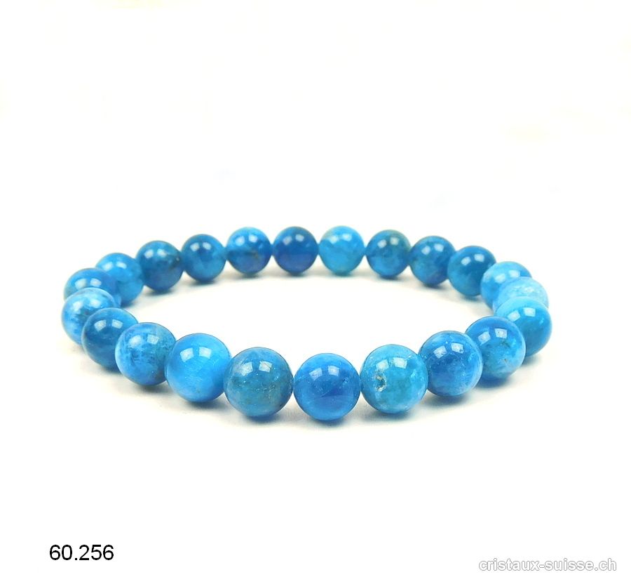 Bracelet Apatite bleue 8 - 8,5 mm / 18,5 cm. Taille M