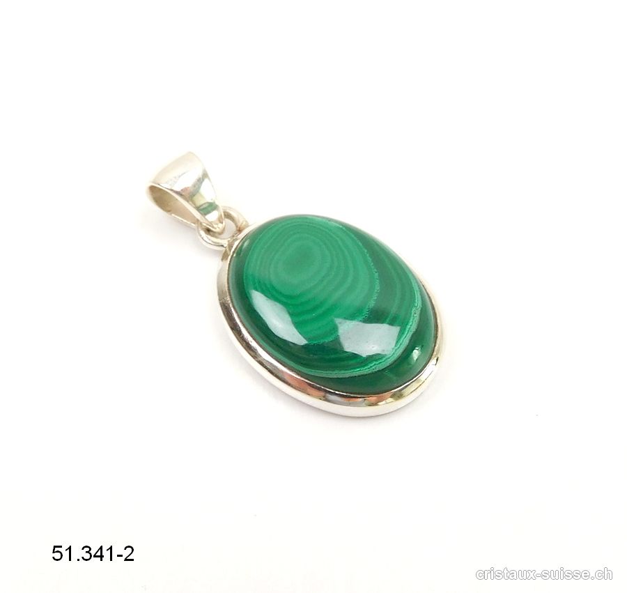 Pendentif Malachite du Congo en argent 925. Pièce unique