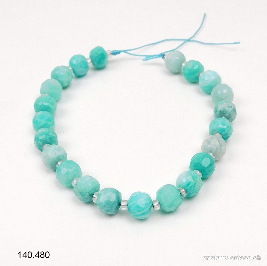 Demi-Rang Amazonite FACETTEÉ 8 x 6 mm / 22 perles. Qual. A