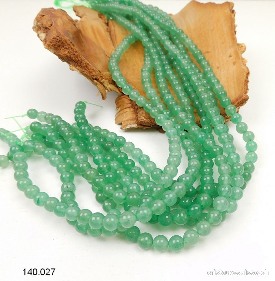 Rang Quartz vert 6,5 mm / 38 cm, env. 60 boules. Offre Spéciale