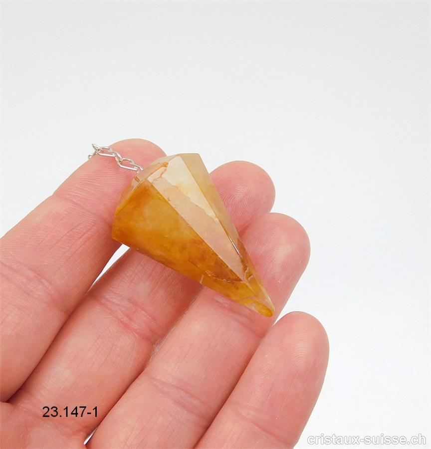 Pendule Golden Healer - Quartz-Limonite facetté. P. unique 3,5 cm