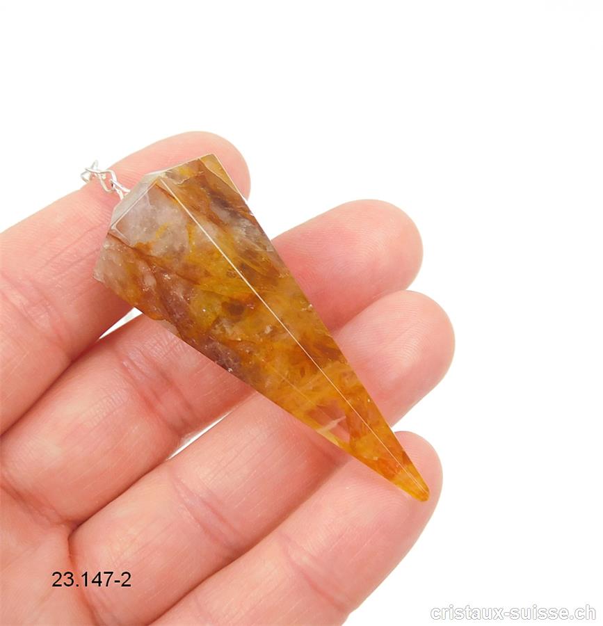 Pendule Golden Healer - Quartz-Limonite facetté. P. unique 5 cm