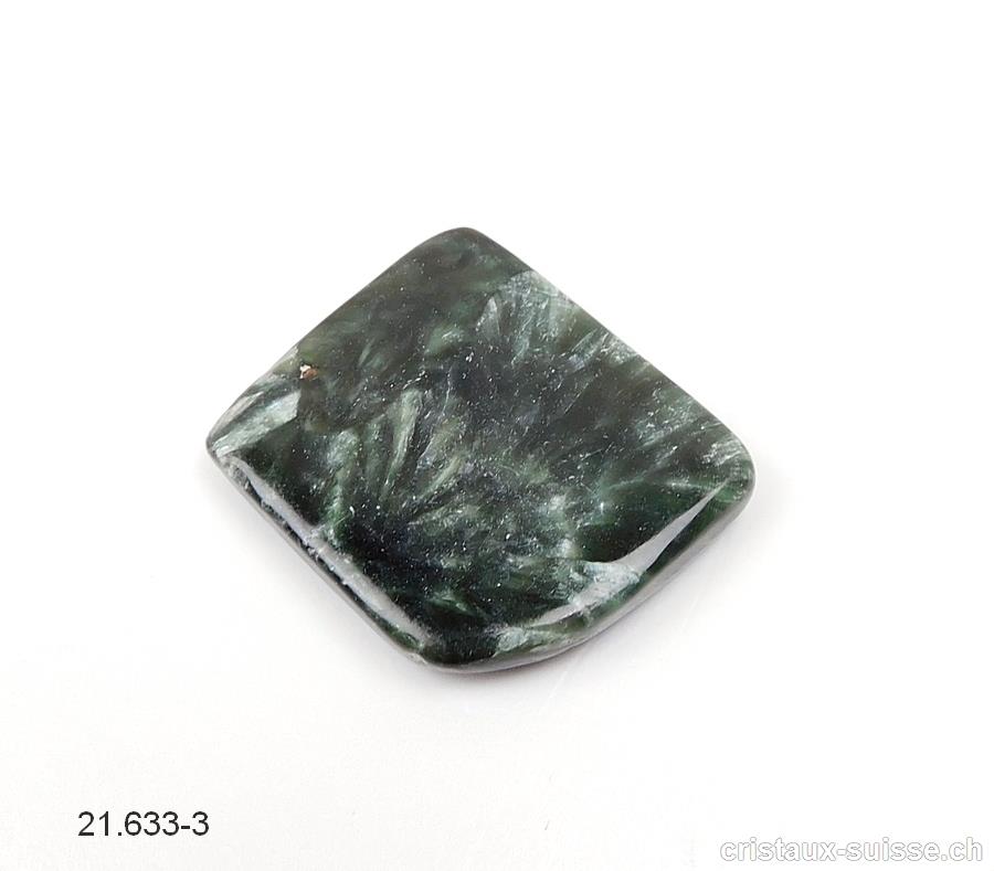 Séraphinite de Sibérie, polygone 3,2 x 2,8 x ép. 0,55 cm. Pièce unique