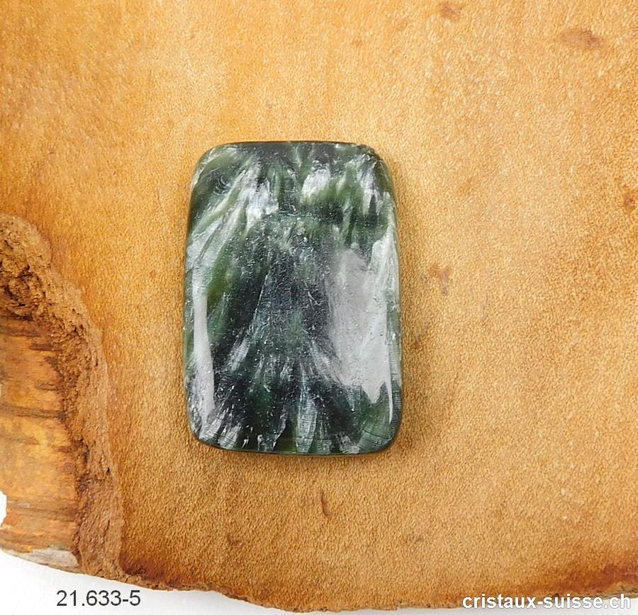 Séraphinite de Sibérie, polygone 3,3 x 2,2 x ép. 0,6 cm. Pièce unique