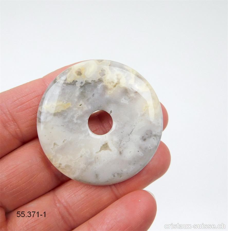 Agate Crazy Lace gris-beige, donut  4 cm. Pièce unique