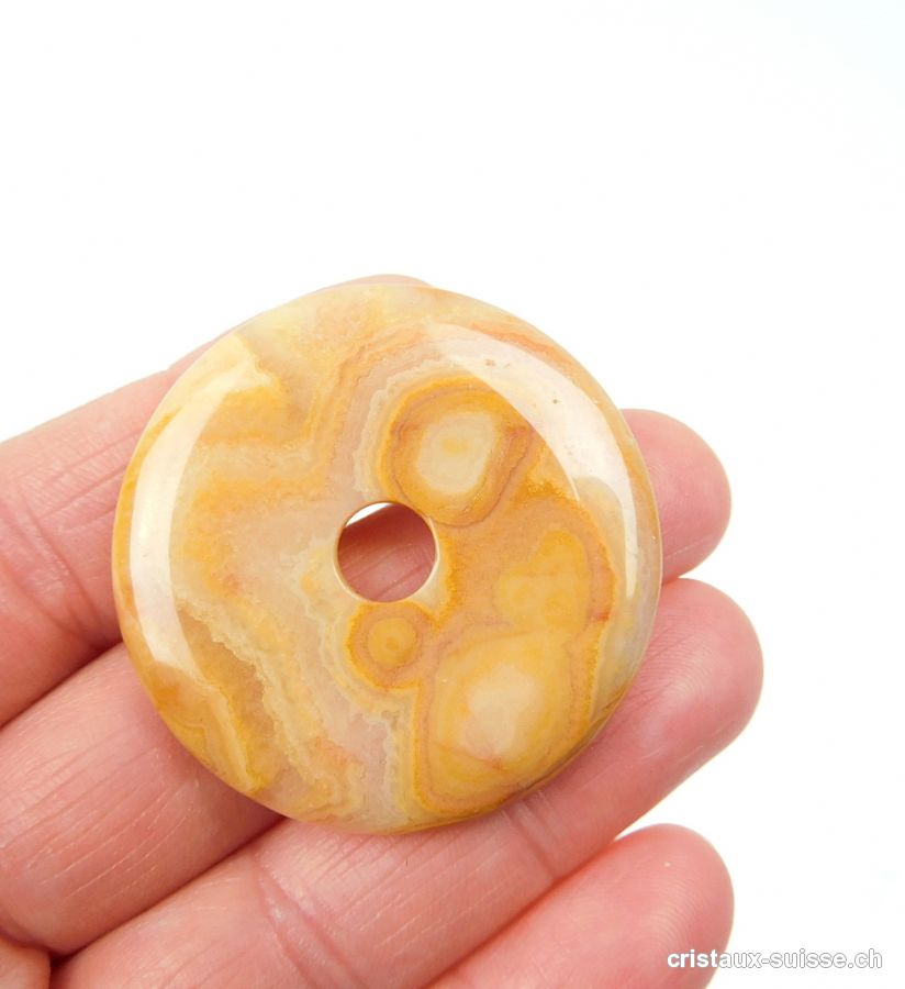 Agate Crazy Lace beige, donut  4 cm. Pièce unique