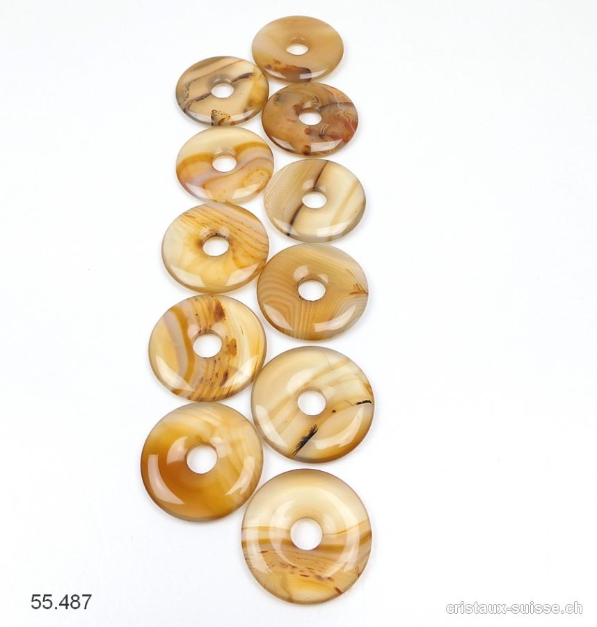 Agate brun clair Donut 3 cm