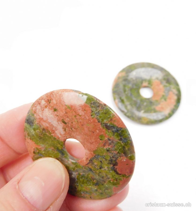 Unakite - épidote, donut 4 cm. Offre Spéciale