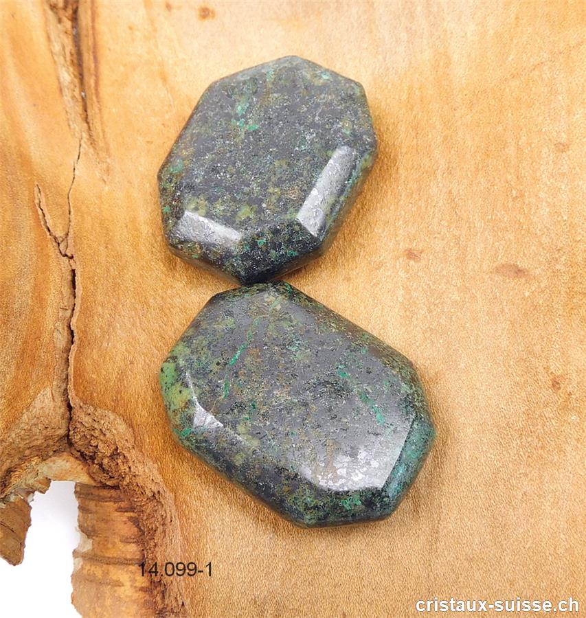 Chrysocolle - Diorite pierre anti-stress à pans coupés 3,8 x 3 cm
