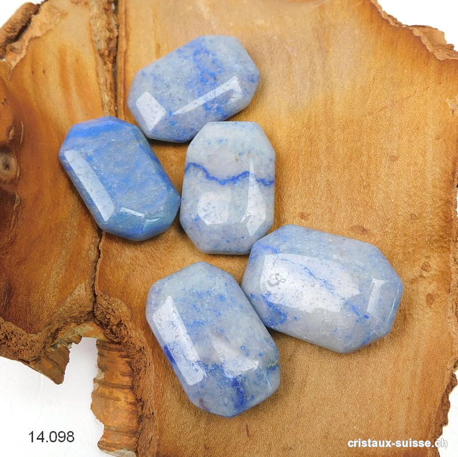 Quartz bleu, pierre anti-stress à pans coupés 3,5 x 2-2,5 cm