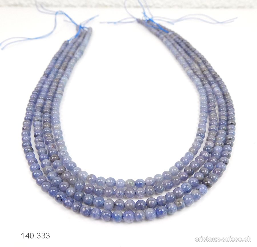 Rang Tanzanite bleu-gris 4 mm / 38 cm, env. 100 boules