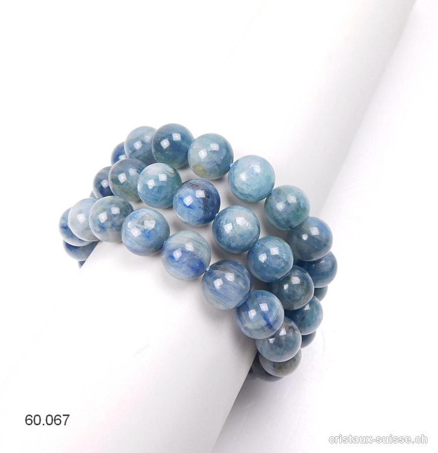 Bracelet Cyanite bleue claire - Disthène 11-12 mm, élastique 19 cm