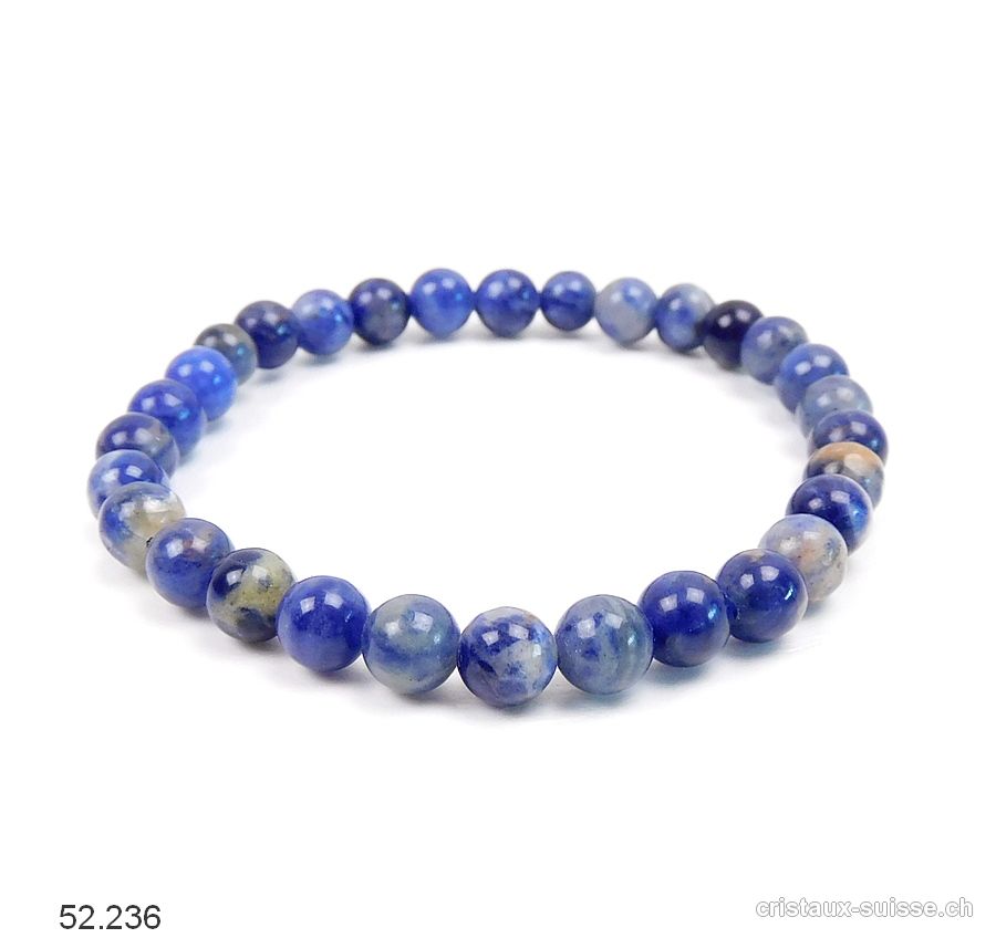 Bracelet Sodalite 6 - 6,5 mm, élastique 18,5 cm. Offre Spéciale