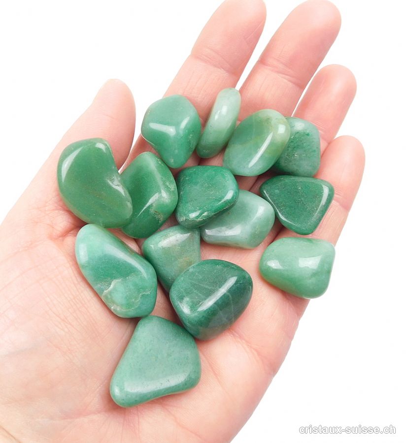 Aventurine verte, pierres roulées AB. Lot 100 Gr.