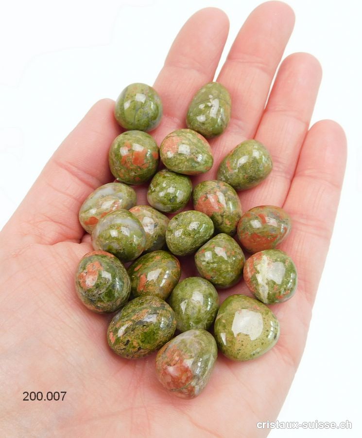 Unakite, pierres roulées S. Lot 100 Gr. 