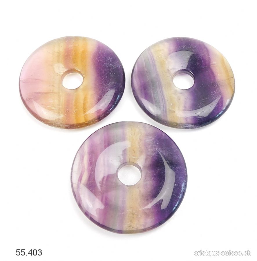 Fluorite arc-en-ciel, Donut 4 cm. Qual. A, avec couleur jaune