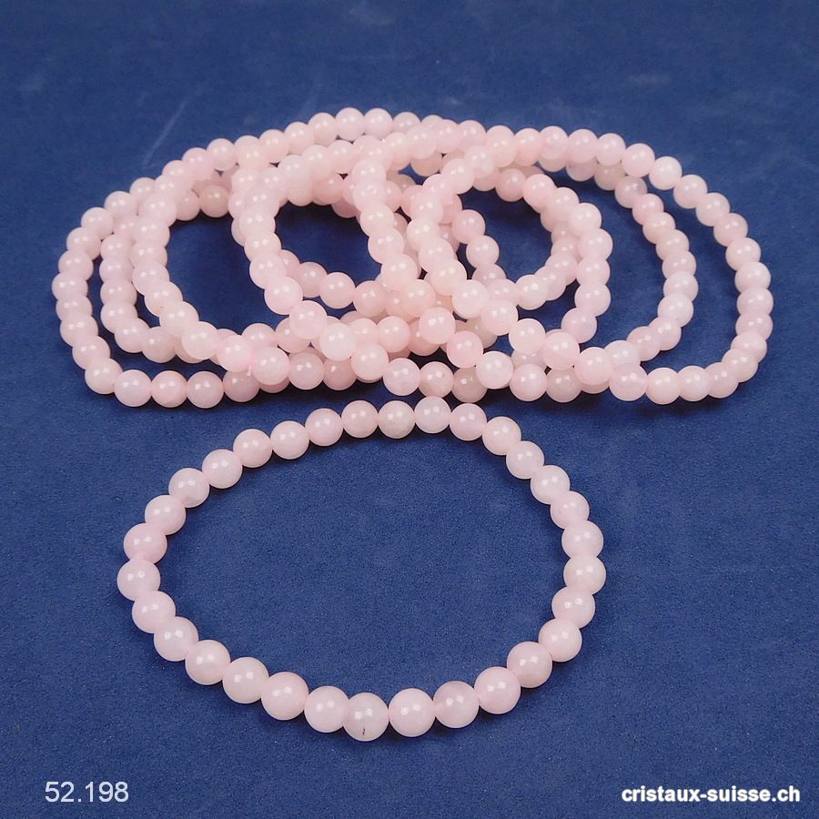 Bracelet Quartz Rose 6 mm / 18,5-19 cm. Taille M