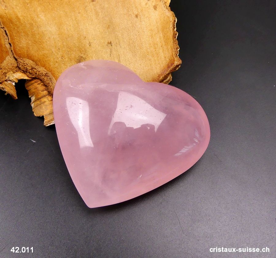 Coeur Quartz rose du Brésil 7,7 cm. Pièce unique 187 grammes