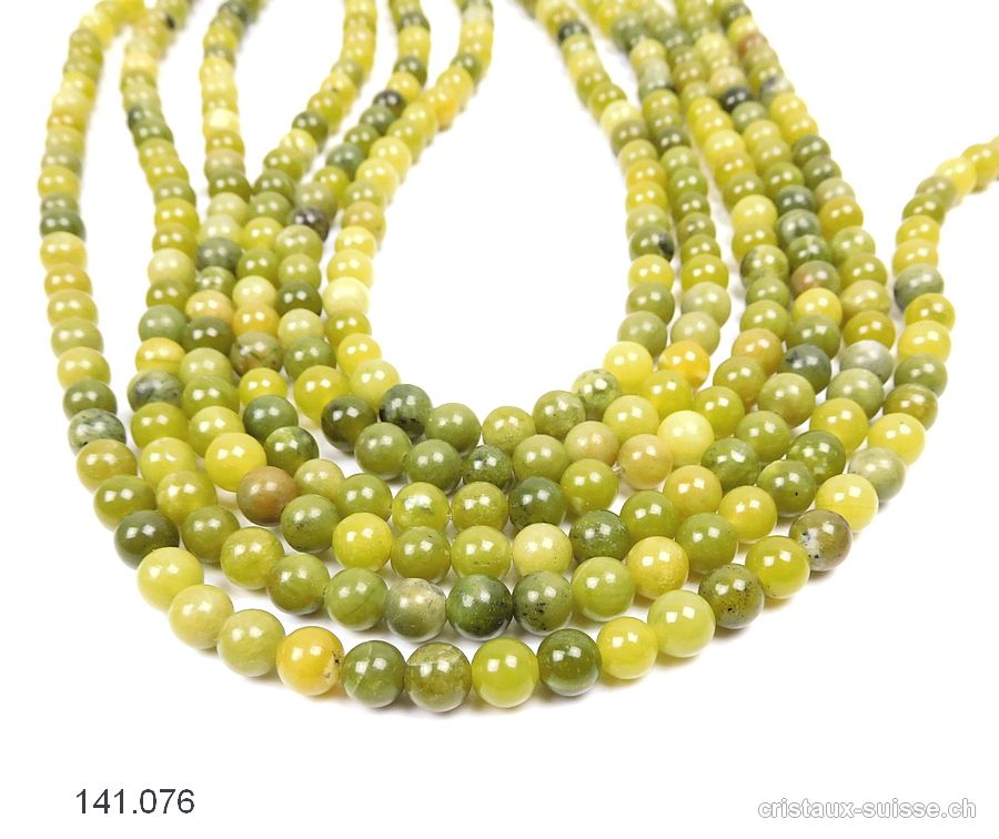 Rang Jade Serpentine verte 6,5 - 7 mm / 38 cm, env. 58 boules. Offre Spéciale