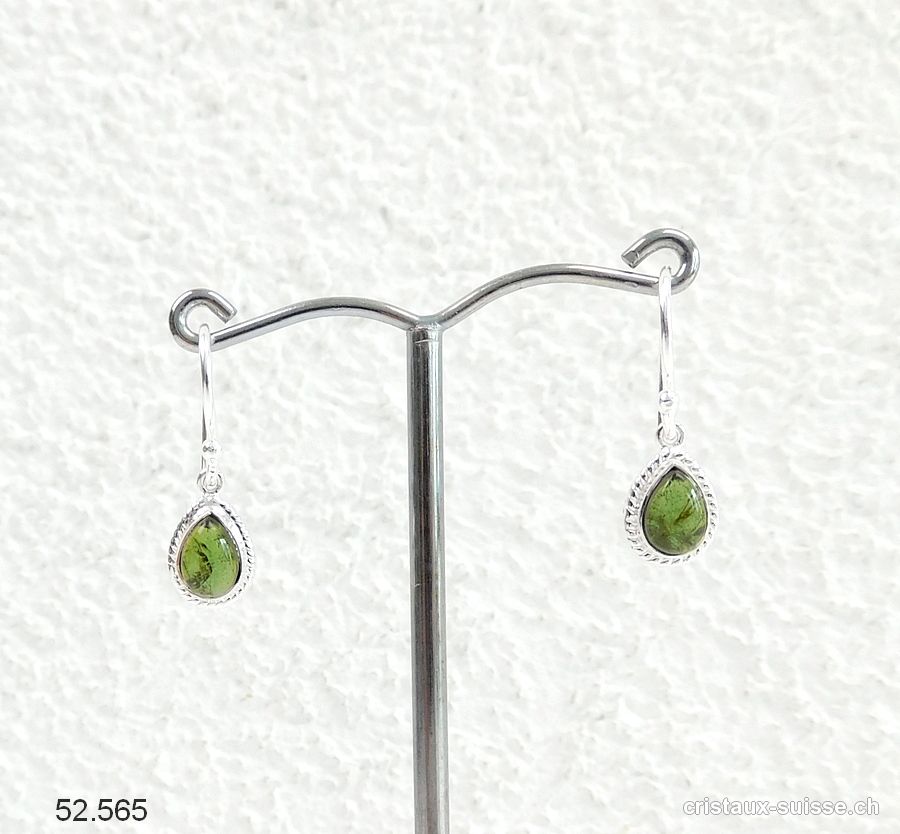 Boucles d'oreilles Tourmaline verte en argent 925