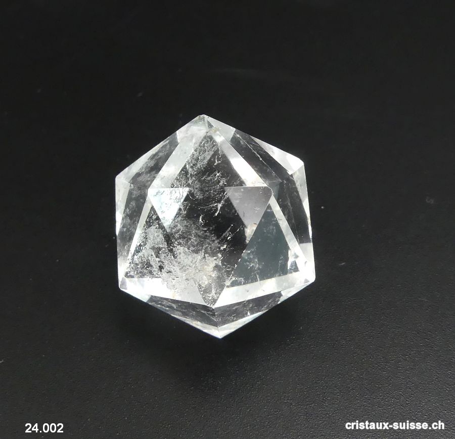 Icosaèdre Cristal de Roche diagonale 2,6 cm. Pièce unique