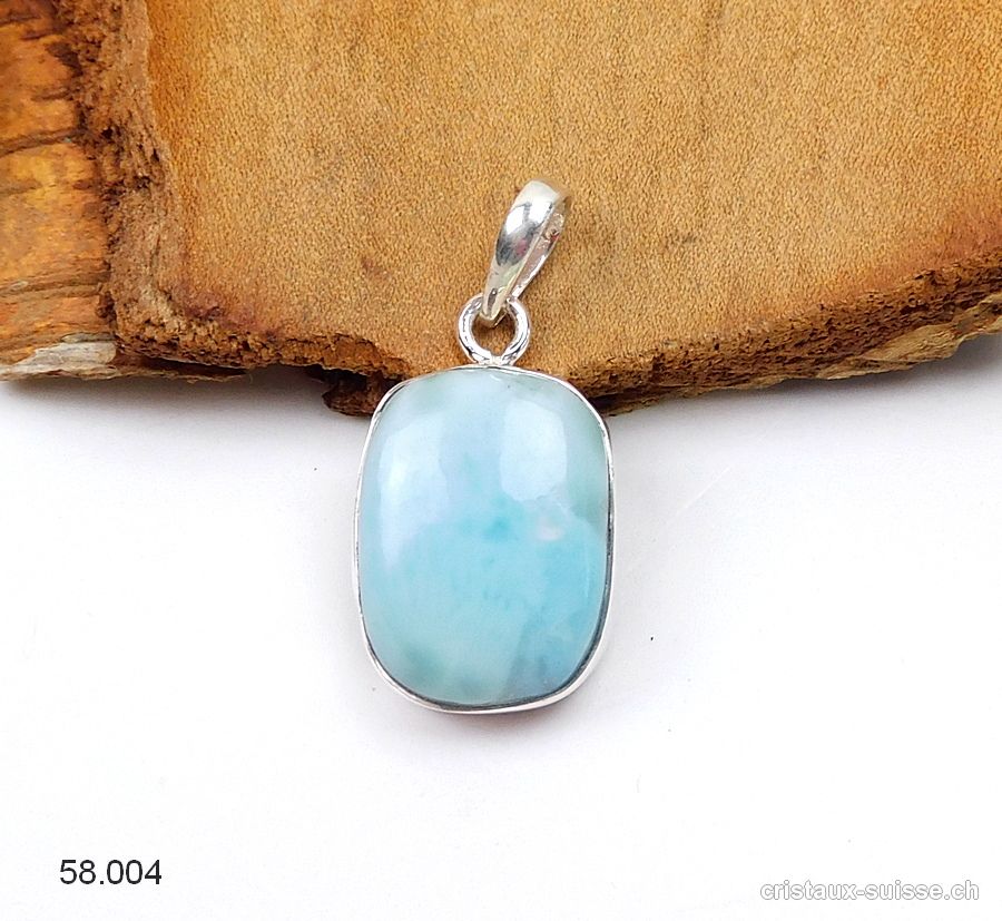 Pendentif Larimar 2 cm en argent 925. Pièce unique